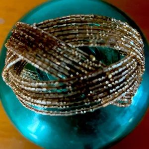 Beaded cuff bracelet - light tan